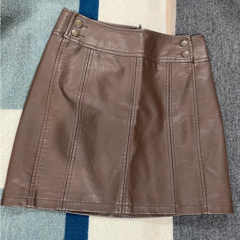 Free People, leather brown skirt with back zipper